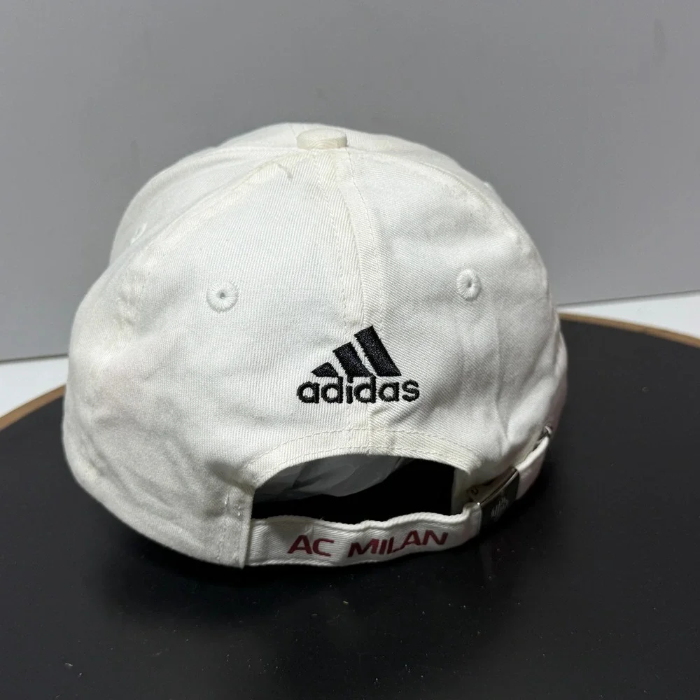 AC‎ Milan Hat Adidas Youth OSFM Soccer Fan Futbol Cap White Red Black Striped